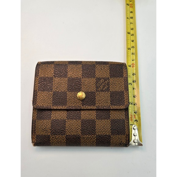 Louis Vuitton Damier Ebene Brown Leather Compact Wallet Card Holder‎ Women's - Picture 10 of 10